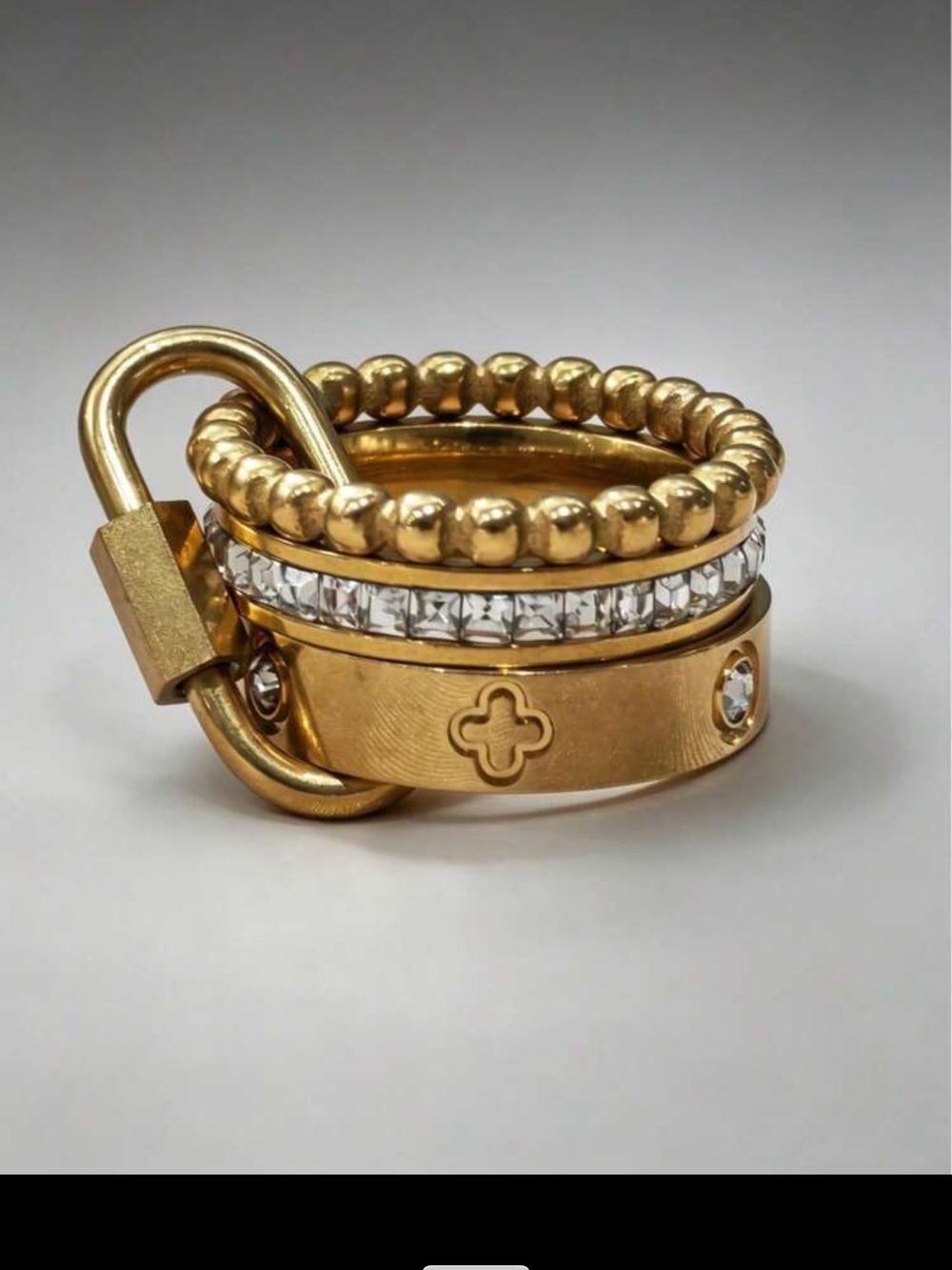 Affordable Fashion Finds Gold-Tone Stackable Ring Set with Clear Crystals